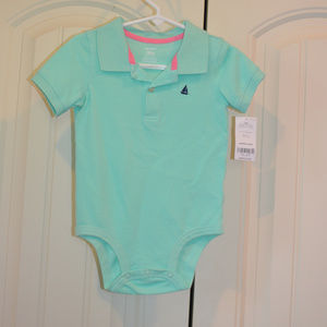 Carters mint green polo onesie for toddler.